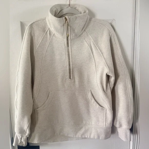 Lululemon Scuba Funnel Neck Half Zip in Heathered Bone/Gold. Size XS/S. - Picture 2 of 6